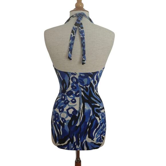 Magicsuit by Miraclesuit Halter One Piece Swimsuit Size 8 Blue Animal Print - Picture 6 of 11